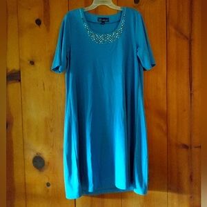 Susan Graver Style Knit A-Line Midi Dress w/Metal Stud Embellishment